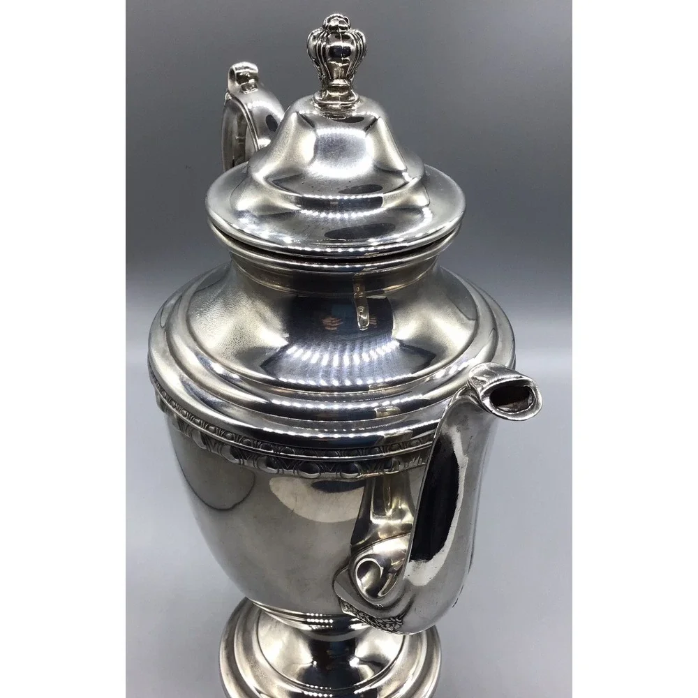 Vintage Wm Roger & Bros, 4 Pc Coffee Serving Set w/‎ Round Plater, Dent On Pot